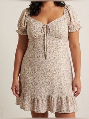 wild fable Pink and Yellow Floral Tie-Front Mini Dress